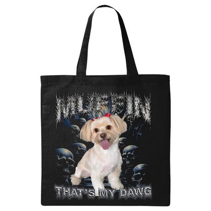 a black bag with a white dog on it