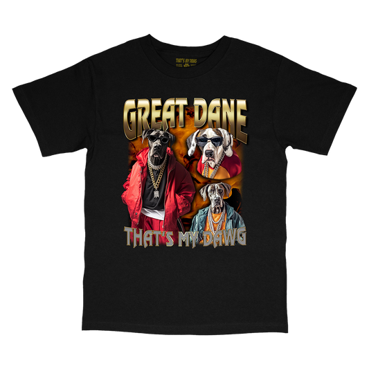 a black t - shirt with two dogs on it