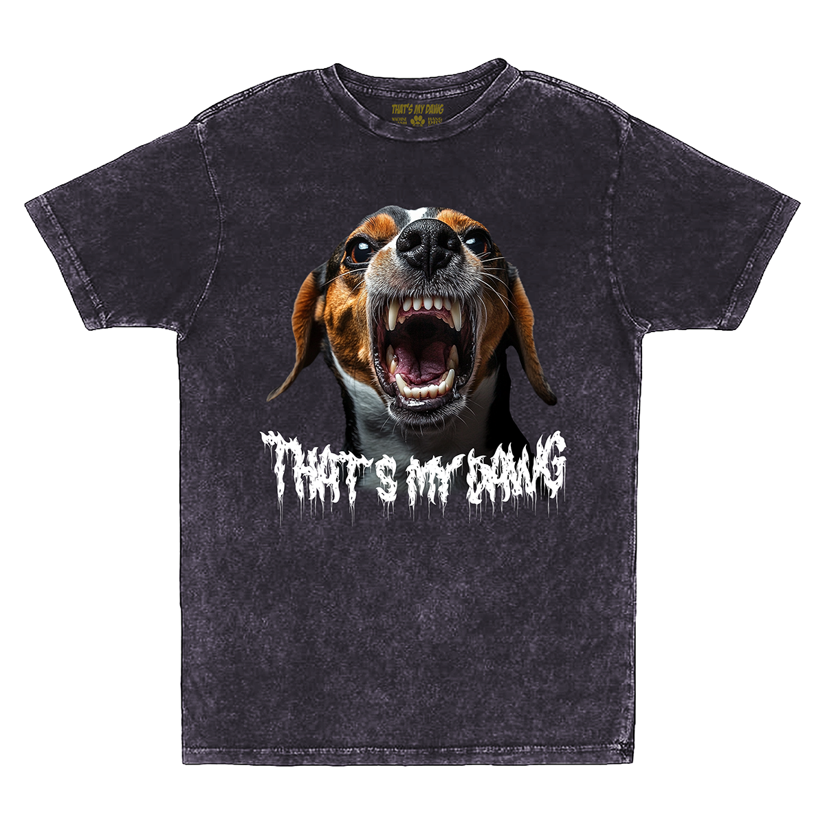 a t - shirt with a dog's mouth open and the words gnar