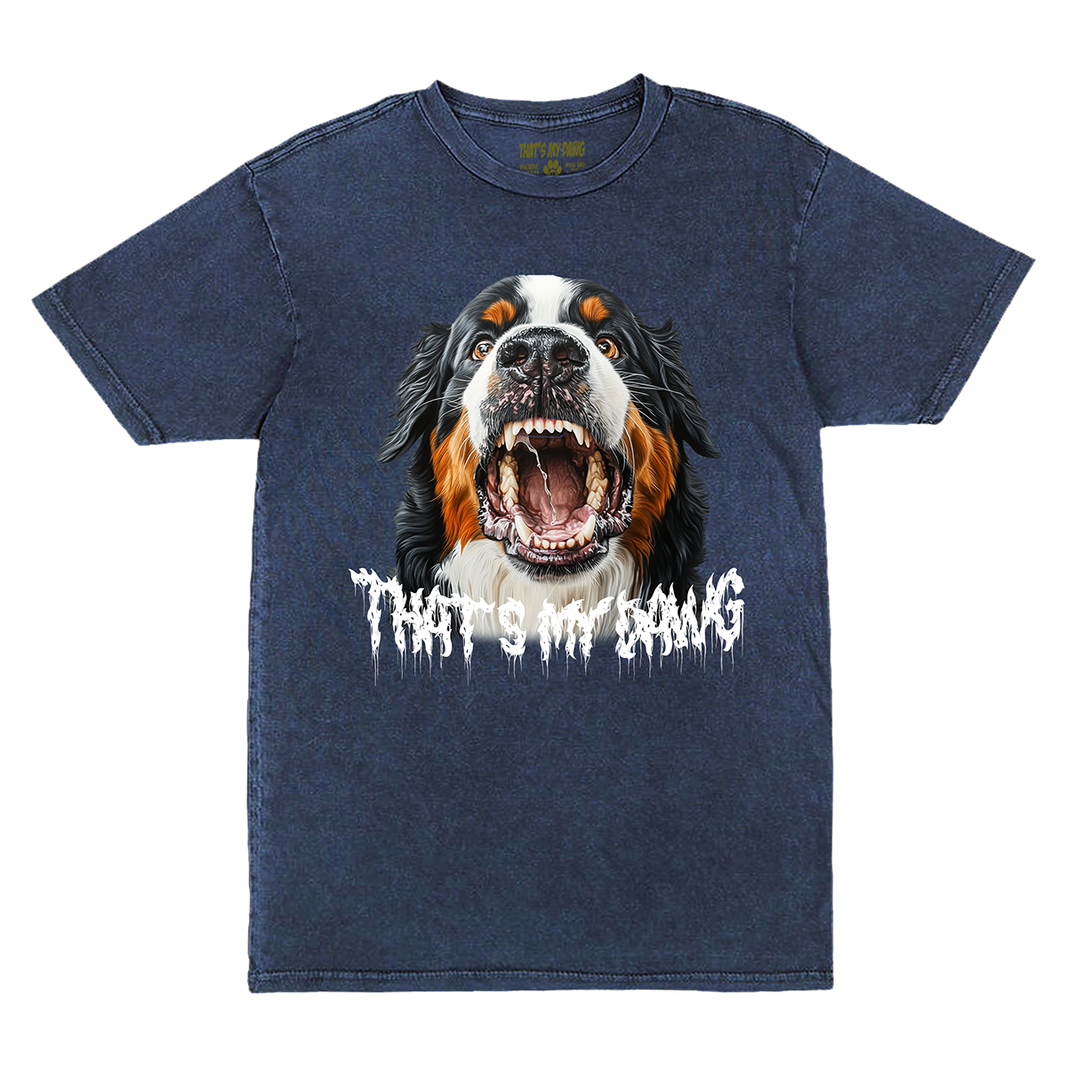 a t - shirt with an image of a dog's mouth