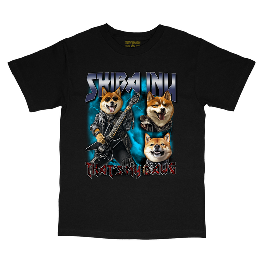 a black shirt with two dogs on it