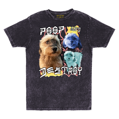 Custom Poop and Destroy Vintage T-Shirt – Upload Any Pet, Friend, or Other Favorite Picture