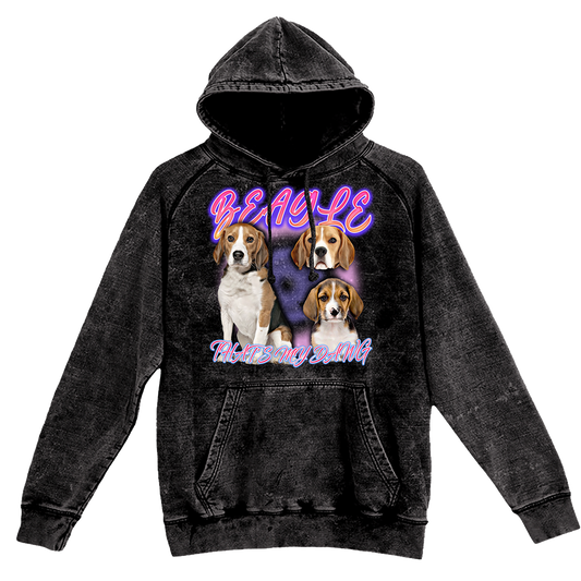 90's Style Beagle Vintage Hoodies (Cloud Black)