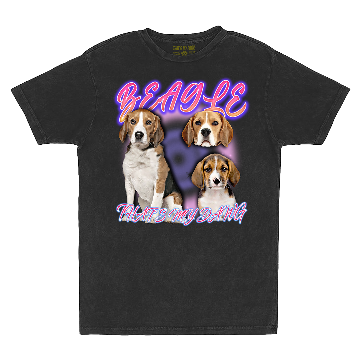 90's Style Beagle Vintage T-Shirts (Vintage Black)