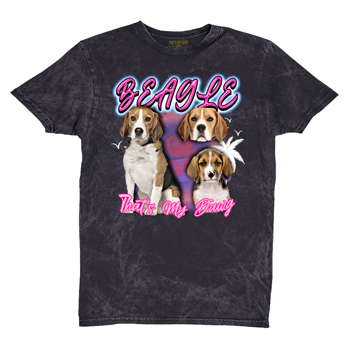 90's Style Beagle Vintage T-Shirts (Cloud Black)