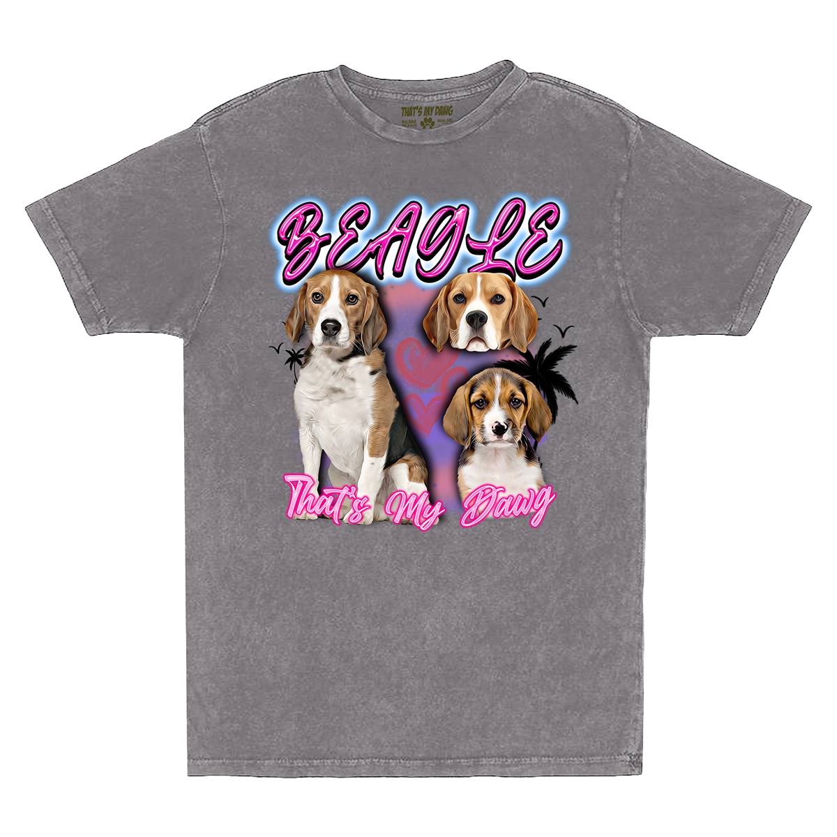 90's Style Beagle Vintage T-Shirts (Zinc)