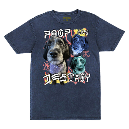 Custom Poop and Destroy Vintage T-Shirt – Upload Any Pet, Friend, or Other Favorite Picture