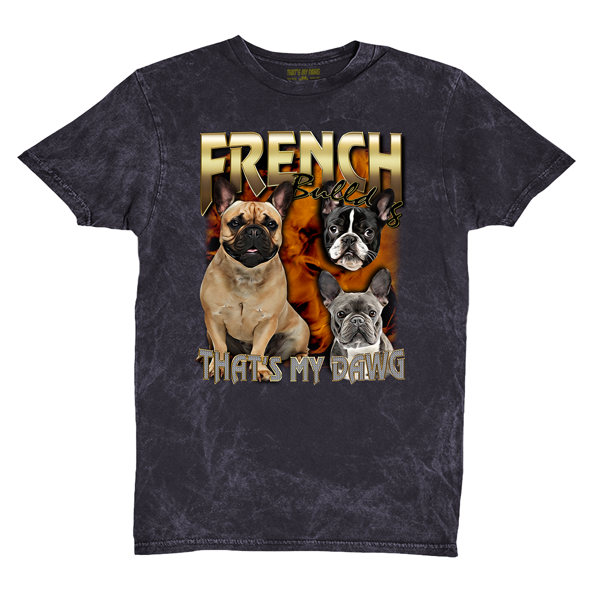 90's Style French Bulldog Vintage T-Shirts (Cloud Black)