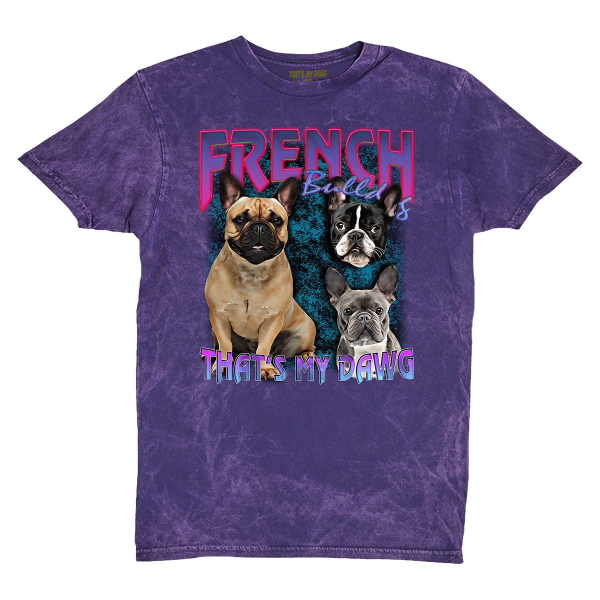 90's Style French Bulldog Vintage T-Shirts (Cloud Purple)