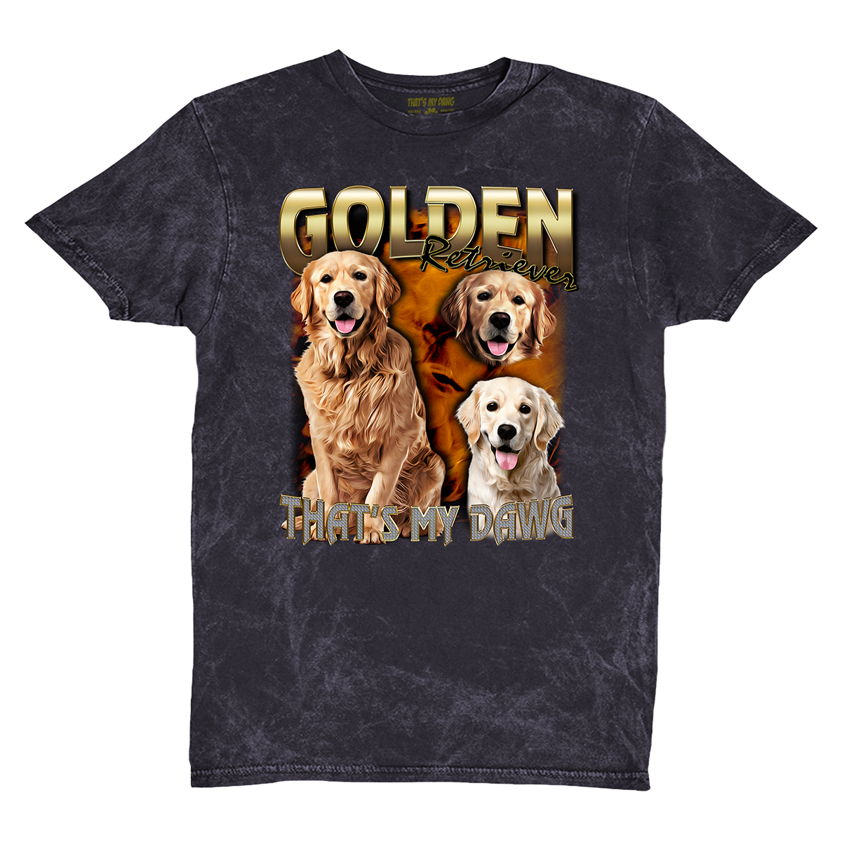 90's Style Golden Retriever Vintage T-Shirts (Cloud Black)