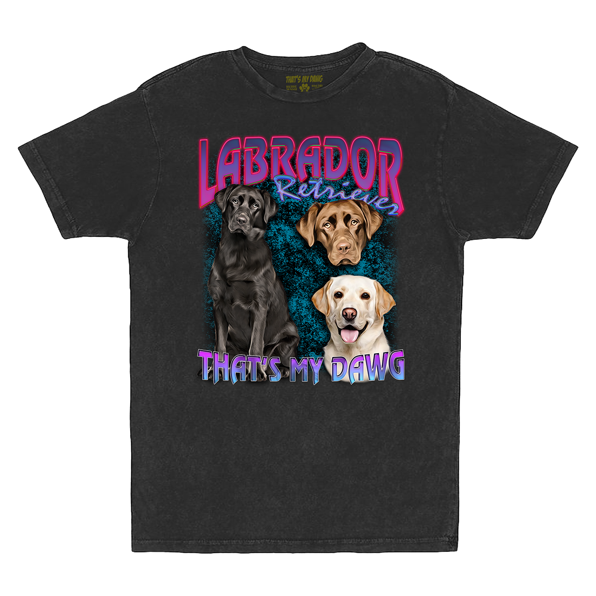 90's Style Labrador Retriever Vintage T-Shirts (Vintage Black)
