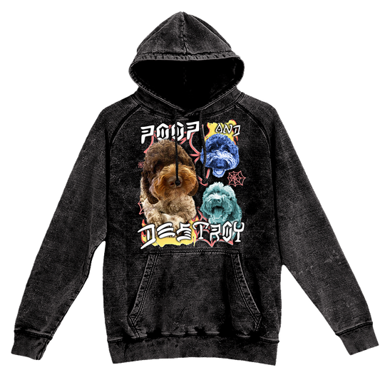 Custom Poop and Destroy Vintage Hoodie – Upload Any Pet, Friend, or Other Favorite Picture