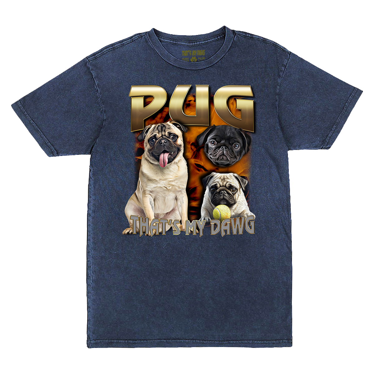 90's Style Pug Vintage T-Shirts (Denim)