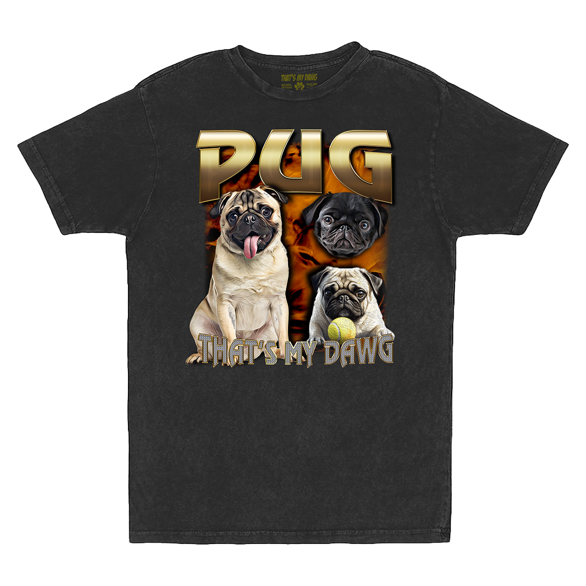 90's Style Pug Vintage T-Shirts (Vintage Black)