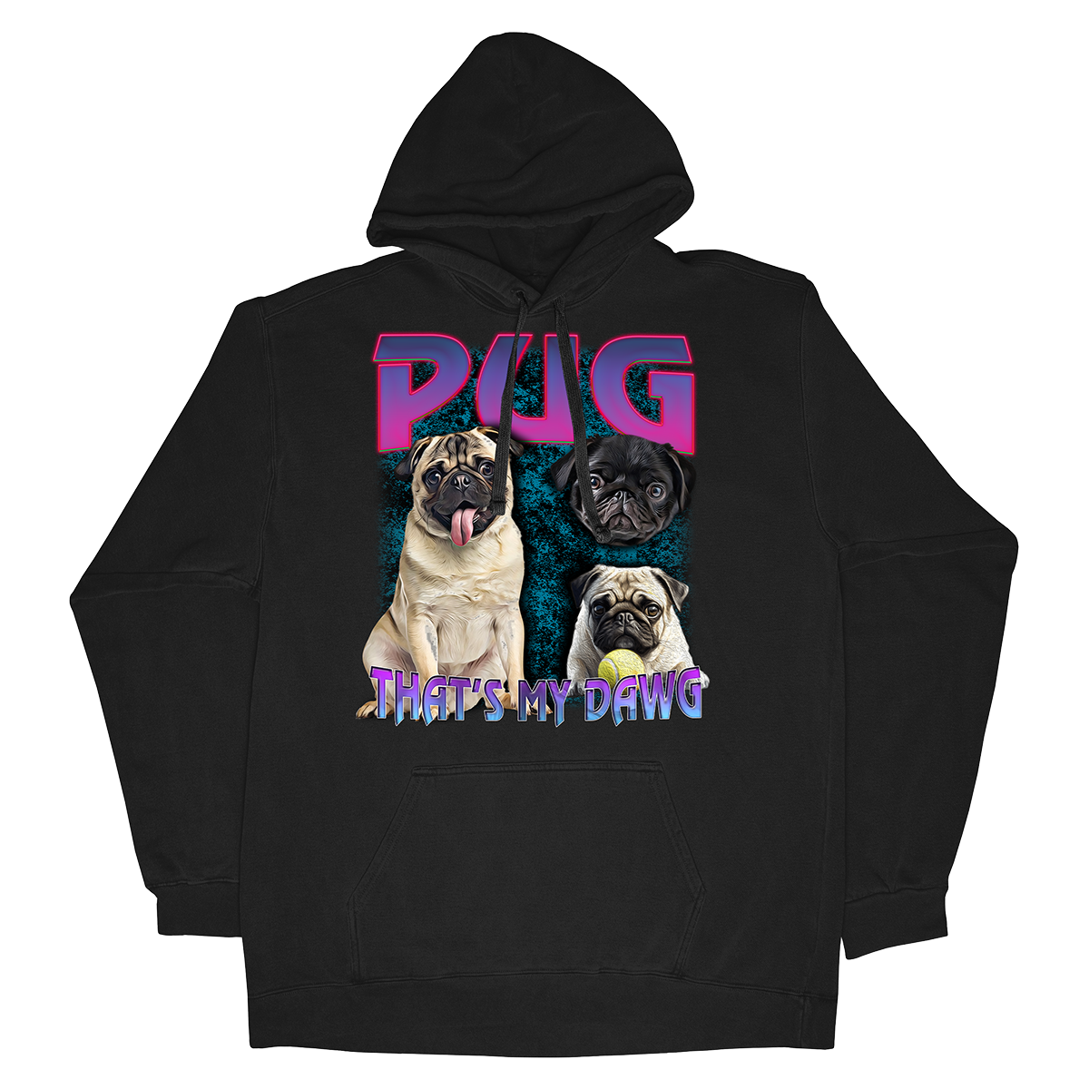 90's Style Pug Hoodies