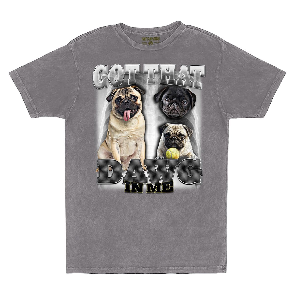 90's Style Pug Vintage T-Shirts (Zinc)