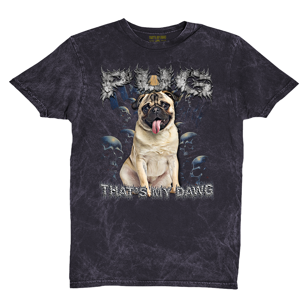 90's Style Pug Vintage T-Shirts (Cloud Black)