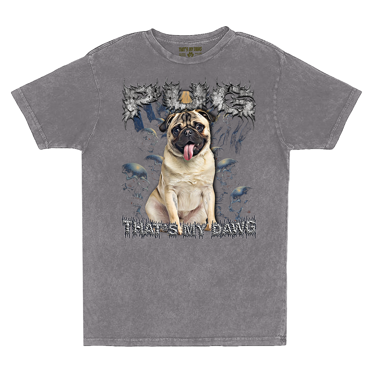 90's Style Pug Vintage T-Shirts (Zinc)