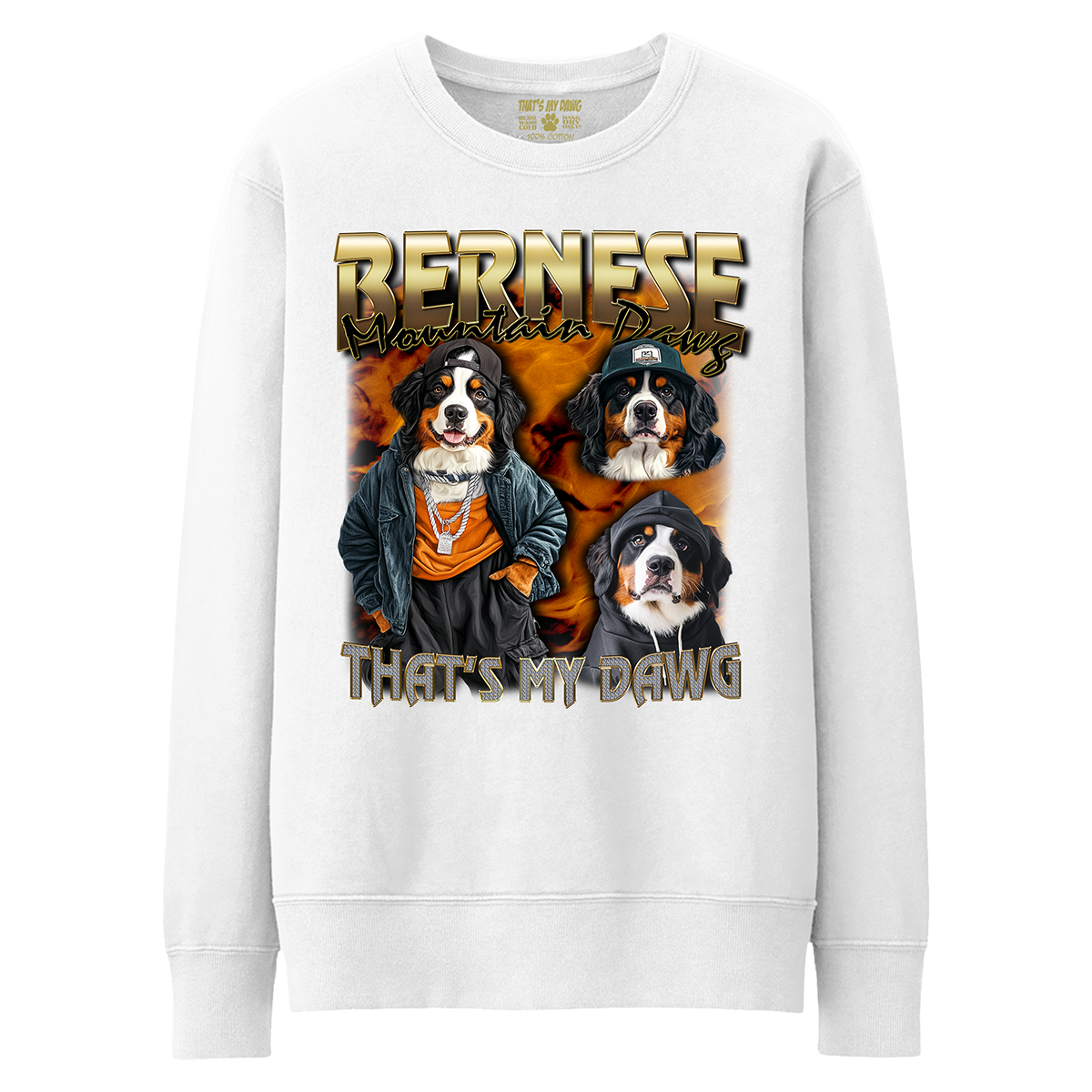 a white sweatshirt with two dogs on it