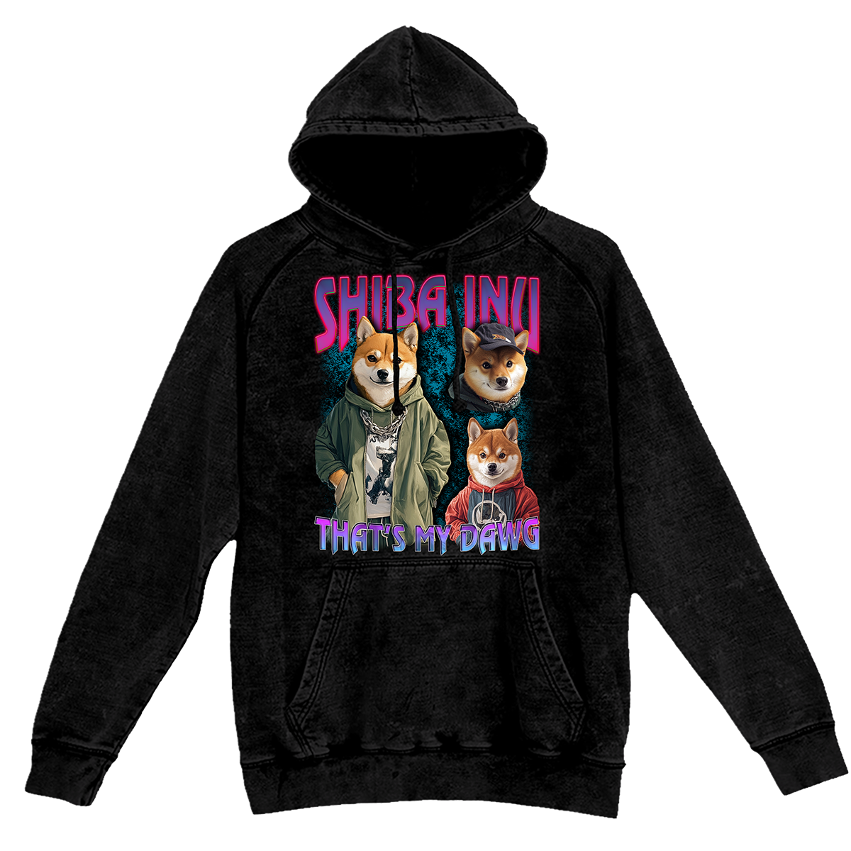 a black hoodie with three cats on it