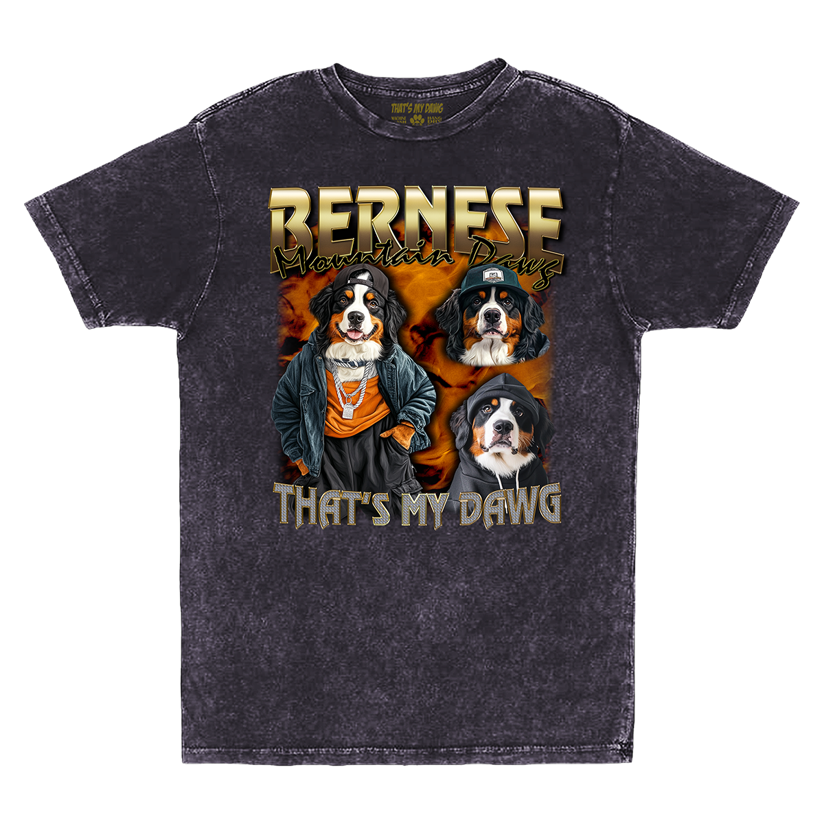 a black shirt with two dogs on it