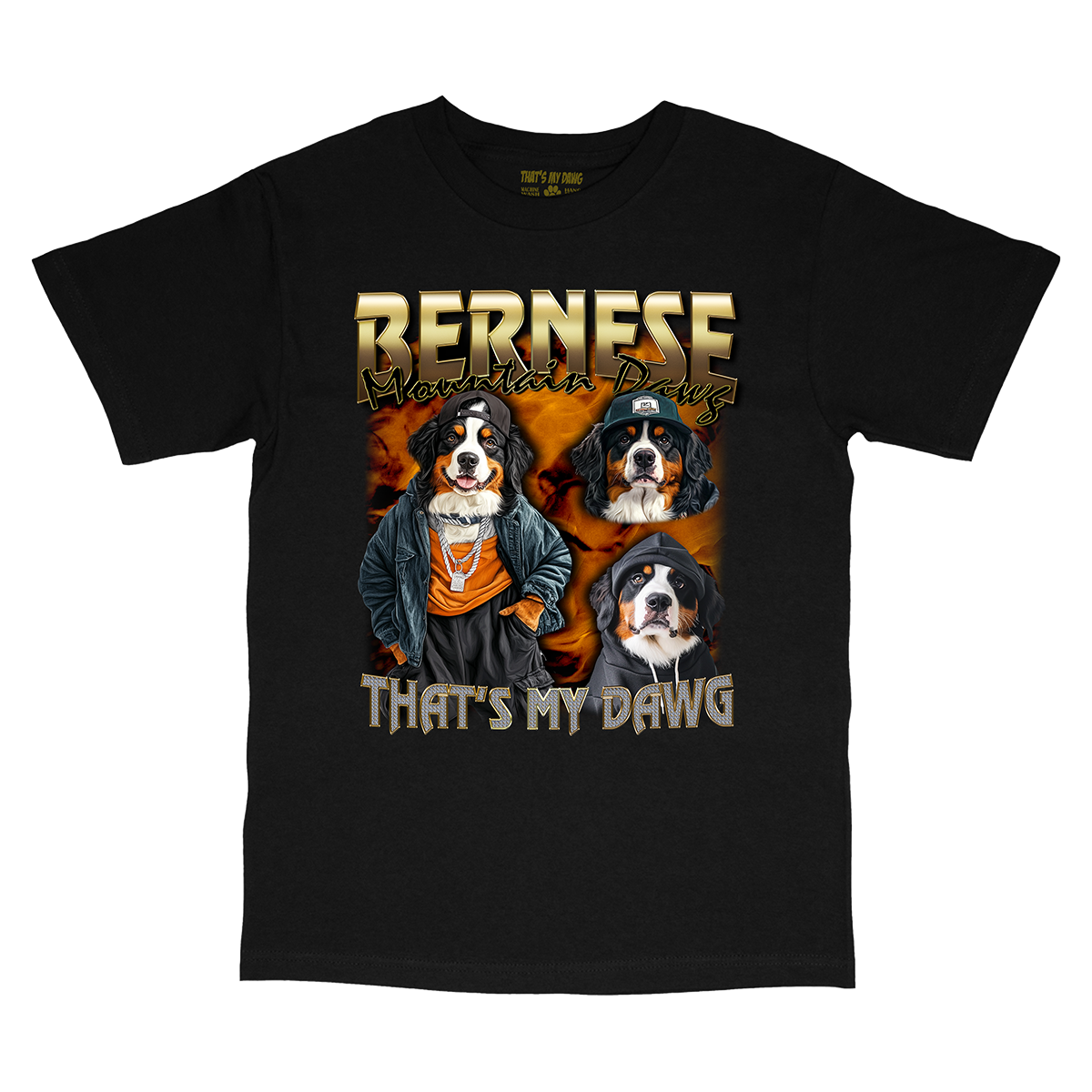 a black t - shirt with two dogs on it