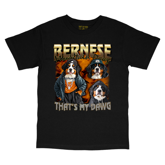 a black t - shirt with two dogs on it