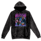 a black hoodie with a picture of two women on it