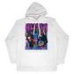 a white hoodie with a picture of two women on it