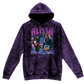 a purple hoodie with a picture of two women on it